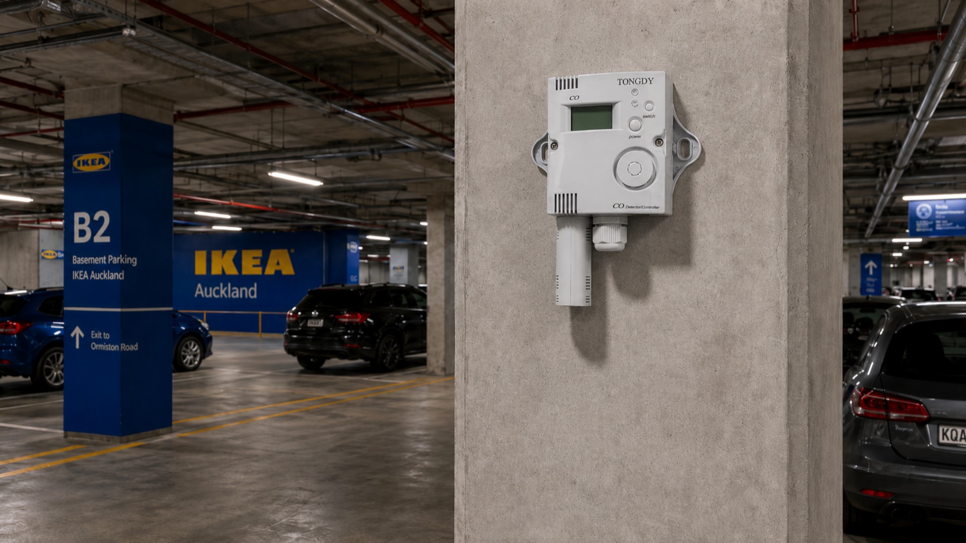 新西兰奥克兰IKEA引入Tongdy一氧化碳控制器，打造智慧安全停车场